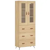 vidaXL Credenza Sonoma-quercia 69,5x34x180 cm Materiale a base di legno