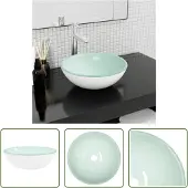 The Living Store Lavabo in vetro temperato 35x12 cm Bianco