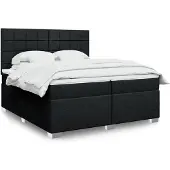 vidaXL Letto a molle con materasso nero 200x200 cm in tessuto