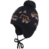 Maximo Boy's Jacquard Mütze Baufahrzeuge Berretto Bambini (53-55 cm, nero)
