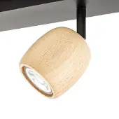 LINDBY Faretto da soffitto Sloane, a 4 luci, legno/nero, GU10