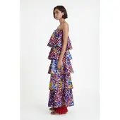 Desigual , Abito lungo con balza Stella Jean, Cotone, Rosso, L