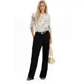 Desigual , Blusa con testi e maniche regolabili., Bianco, S