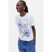 Desigual , Maglietta stampata 100% cotone, Donna, Cotone, Bianco, S
