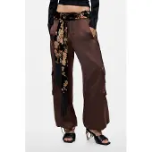 Desigual , foulard con frange a fiori, Nero, U