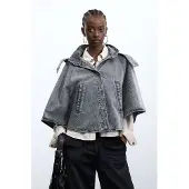 Desigual , Poncho in denim di cotone, Cotone, Nero, U