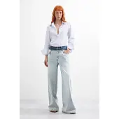 Desigual , jeans a gamba larga, Donna, Cotone, Blu, 36