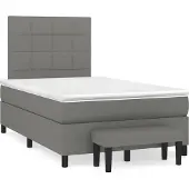 vidaXL Letto a molle con materasso grigio scuro 120x190 cm in tessuto