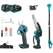 OEM Troncatrice a catena elettrica, motore brushless, lunghezza regolabile, 2 batterie