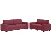 vidaXL set divano 2 pezzi con cuscini in tessuto rosso vino