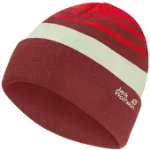 Jack Wolfskin Kid's Stripy Knit Beanie Berretto Bambini (51-53 cm, rosso)