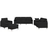 vidaXL Set di divani 4 pezzi con cuscini in tessuto nero