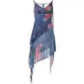 Desigual , vestito con volant pixelato, Donna, Poliestere, Blu, L