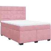 vidaXL Letto a molle con materasso rosa 140x190 cm in velluto
