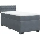 vidaXL Letto a molle con materasso grigio scuro 90x190 cm in velluto
