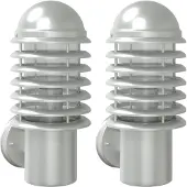 vidaXL Luci da parete per esterni 2 pz. argento acciaio inox
