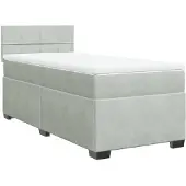 vidaXL Letto a molle con materasso grigio chiaro 90x190 cm in velluto