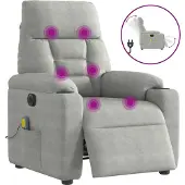 Syfax Poltrona Reclinante Massaggi Elettrica Grigio Chiaro Microfibra
