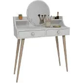 Dmora Isernia - Toeletta, 90x35x131h cm Bianco, Specchio Incluso