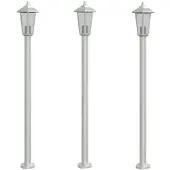 vidaXL Luci da sentiero 3 pezzi argento 120 cm acciaio inox