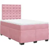 vidaXL Letto a molle con materasso rosa 120x190 cm in velluto