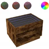 vidaXL Tavolino con Infinity LED rovere fumé 70x50x50 cm