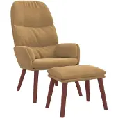 vidaXL Poltrona relax con sgabello in velluto marrone