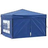 vidaXL Tenda pieghevole per feste con pareti laterali blu 3x3 m