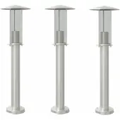 vidaXL Luci da sentiero 3 pezzi argento 60 cm acciaio inox