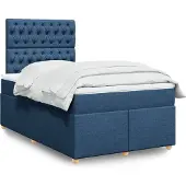 vidaXL Letto a molle con materasso blu 120x190 cm in tessuto