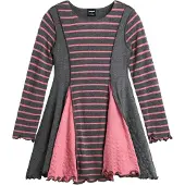 Desigual , Abito svasato a righe, Bambini, Viscosa, Nero, 3/4