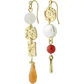 Pilgrim Orecchini 'Trace' oro / arancione / rosso scuro / bianco perla