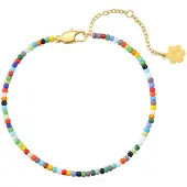 Hey Happiness Braccialetto 'Multicolor Bead' oro