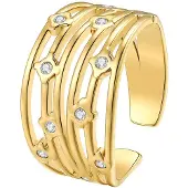 Hey Happiness Anello 'Multi Band Crystal' oro