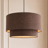 Duolla Lampada a sospensione Boho, marrone/oro, Ø 45 cm, tessuto, E27