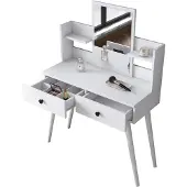 Dmora Longhena - Toeletta, 103x40x112h cm Bianco, Specchio Incluso