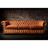 AEA XXL Hellbraun Sofa 3 Sitzer Couch Chesterfield Polster Sitz Garnitur Leder