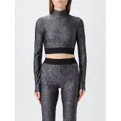 Just cavalli Top crop in jersey con stampa