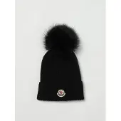 Moncler Cappello in lana vergine a coste con pompon
