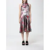 Diesel Abito Midi fluido metallizzato con stampa floreale