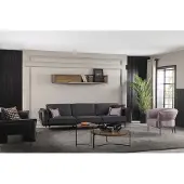 AEA Italienische Stil Möbel Sofagarnitur Graue Couch Sofa Sitzpolster Loft 3tlg.