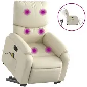 vidaXL Sedia per massaggi con ausilio elettrico in Pelle finta crema