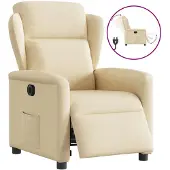 vidaXL Poltrona relax elettrica in tessuto crema