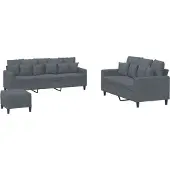 vidaXL Set divano 3 pezzi con cuscini in velluto grigio scuro