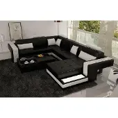 AEA Design Ledersofa Ecksofa Eckcouch Polster Sofa Ecke USB + LED Wohnlandschaft