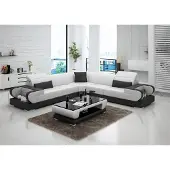 AEA Ledersofa Couch Wohnlandschaft Ecksofa Eck Garnitur Design Modern Sofa G8002B