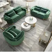 AEA Set Divano Tessile Divano Tappezzeria Sedile Set 3+2 Designer Verde