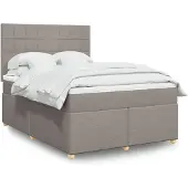 vidaXL Letto a molle con materasso Taupe 140x190 cm in tessuto