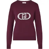 Liu Jo maglia con logo monogram e strass red aubergine