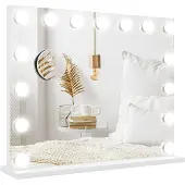 HOMCOM Specchio Hollywood con illuminazione regolabile Specchio da trucco con 15 LED